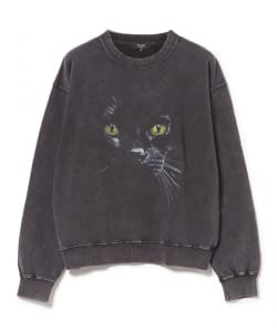 キャットプリント クルーネック スウェット
