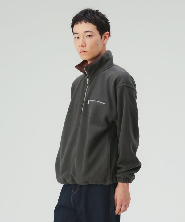 配色 スタンドカラー フリース ハーフジップ プルオーバー [H:183cm C:91 W:70 H:92 Size:L]