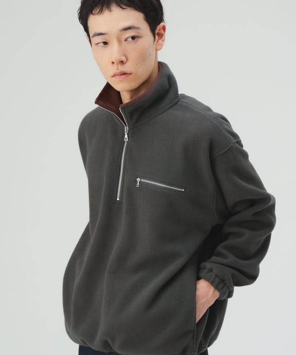 配色 スタンドカラー フリース ハーフジップ プルオーバー [H:183cm C:91 W:70 H:92 Size:L]