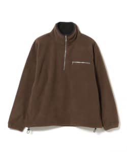 配色 スタンドカラー フリース ハーフジップ プルオーバー