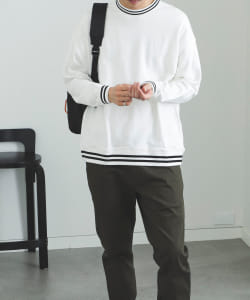 BEAMS HEART / ラインリブ スウェットプルオーバー
