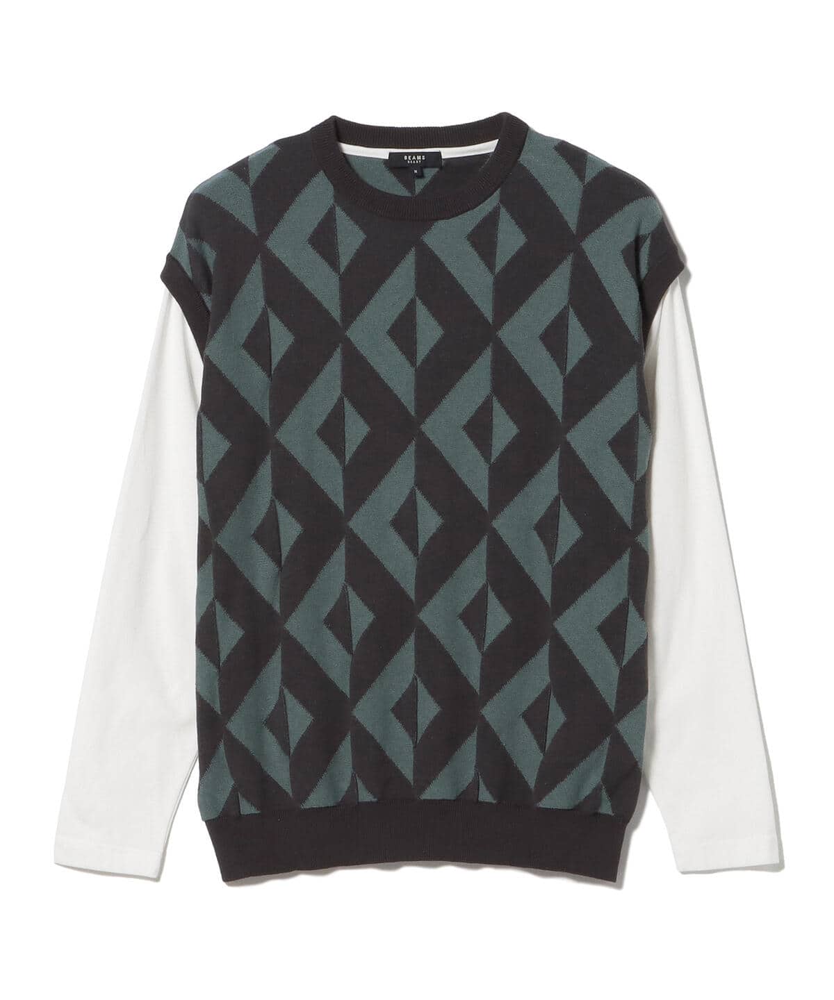 ジャカード フェイクレイヤー ロングスリーブ Tシャツ Tシャツ・カットソー MEN CHARCOAL. G S ジャカード フェイクレイヤー ロングスリーブ Tシャツ Tシャツ・カットソー MEN CHARCOAL. G S