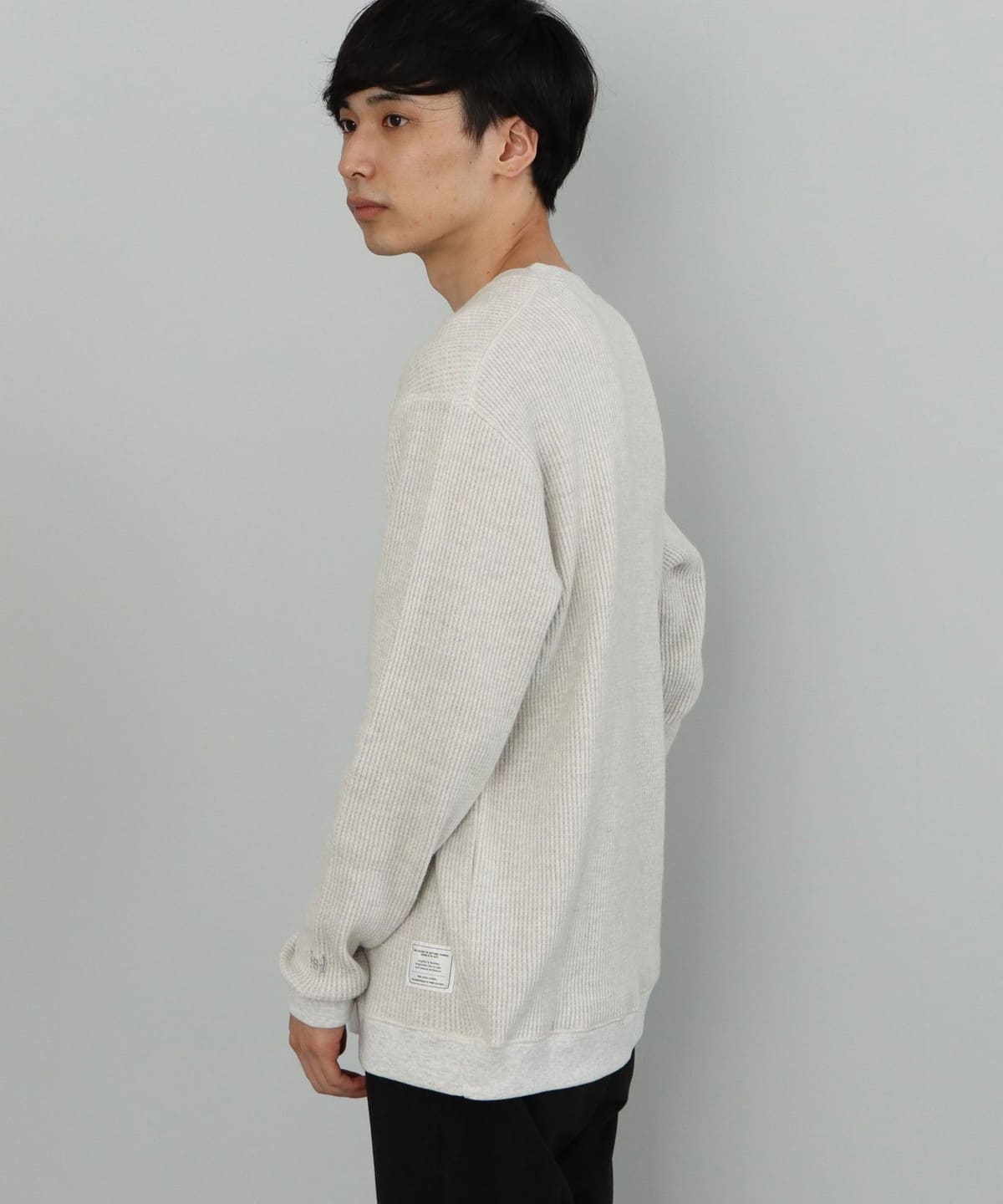 BEAMS HEART BEAMS HEART BEAMS HEART / Brushed waffle crew neck cut 