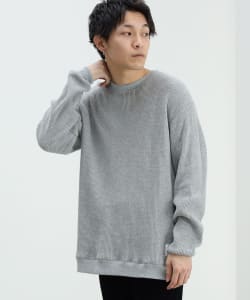 起毛 ワッフル クルーネック カットソー