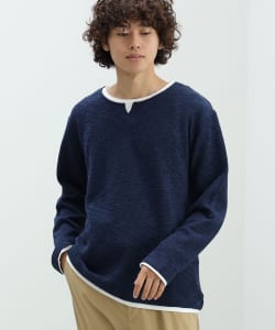 フェイクレイヤー スラブ キーネック Tシャツ