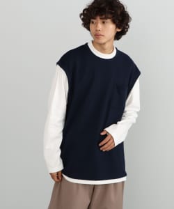 フェイクレイヤー ベスト モックネック カットソー