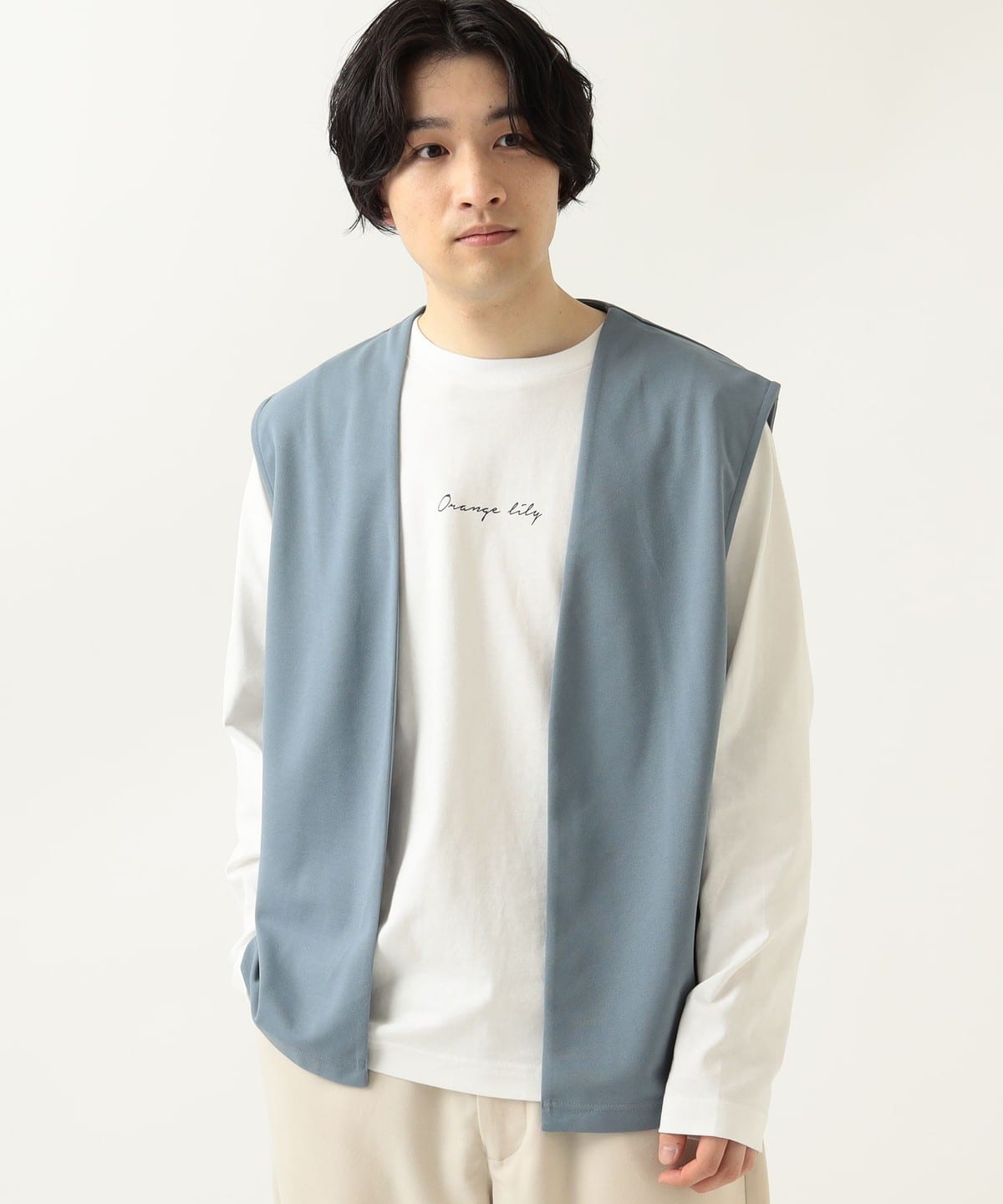 梨地 ベスト(Tシャツセット) Tシャツ・カットソー MEN SMOKE BLUE S 梨地 ベスト(Tシャツセット) Tシャツ・カットソー MEN SMOKE BLUE S