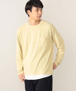 梨地 フェイクレイヤー ロングスリーブ Tシャツ