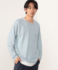 梨地 フェイクレイヤー ロングスリーブ Tシャツ