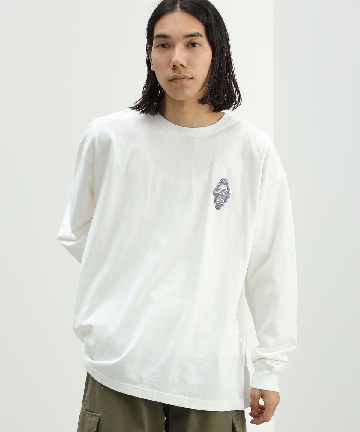 モーテル ロングスリーブ Tシャツ Tシャツ・カットソー MEN WHT/PPL PR M モーテル ロングスリーブ Tシャツ Tシャツ・カットソー MEN WHT/PPL PR M