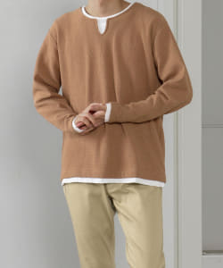 BEAMS HEART / ニットフリース フェイクレイヤー ロングスリーブ Tシャツ