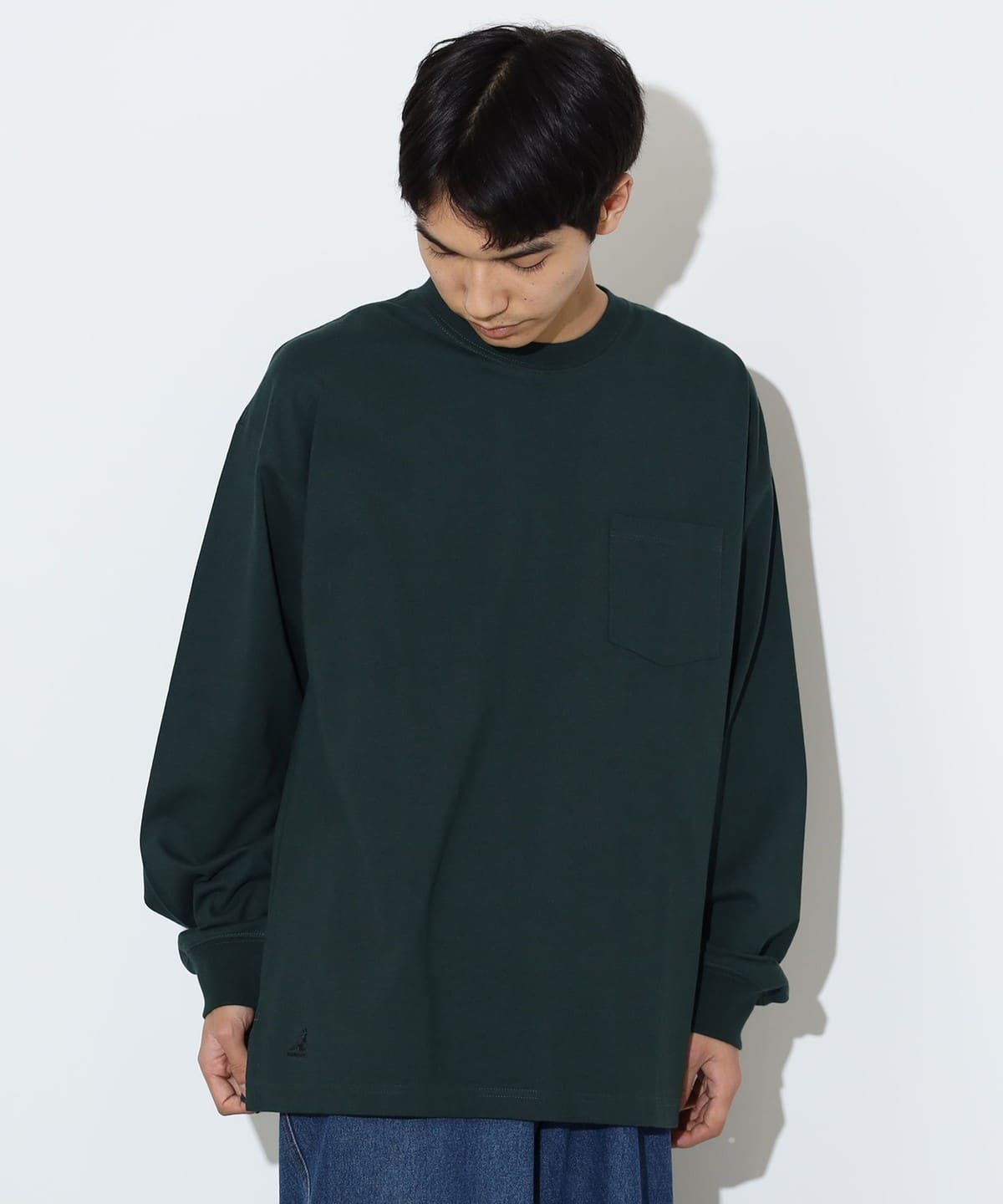 【EXCLUSIVE】KANGOL カンゴール / ワンポイント ビッグ ロングスリーブ Tシャツ Tシャツ・カットソー MEN DARK GREEN M 【EXCLUSIVE】KANGOL カンゴール / ワンポイント ビッグ ロングスリーブ Tシャツ Tシャツ・カットソー MEN DARK GREEN M