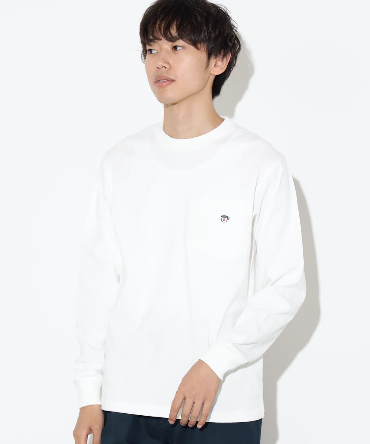 コーヒー刺繍 クルーネック カットソー Tシャツ・カットソー MEN WHITE L コーヒー刺繍 クルーネック カットソー Tシャツ・カットソー MEN WHITE L