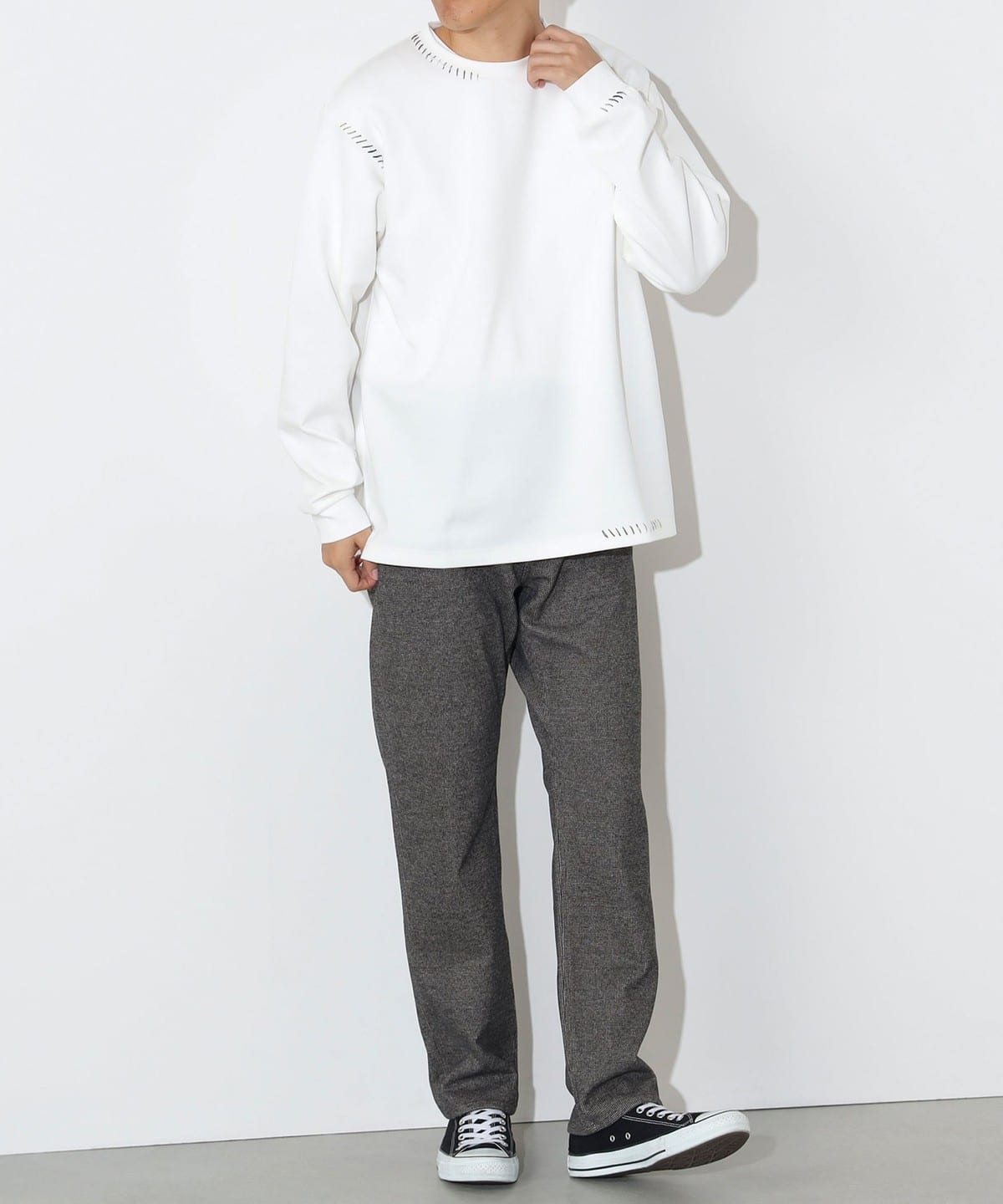 新品 ✳︎ Lucky in Love メッシュ ロングスリーブ Ｓ ホワイト BEAMS HEART（ビームス ハート）ダンボール ステッチ ロングスリーブ