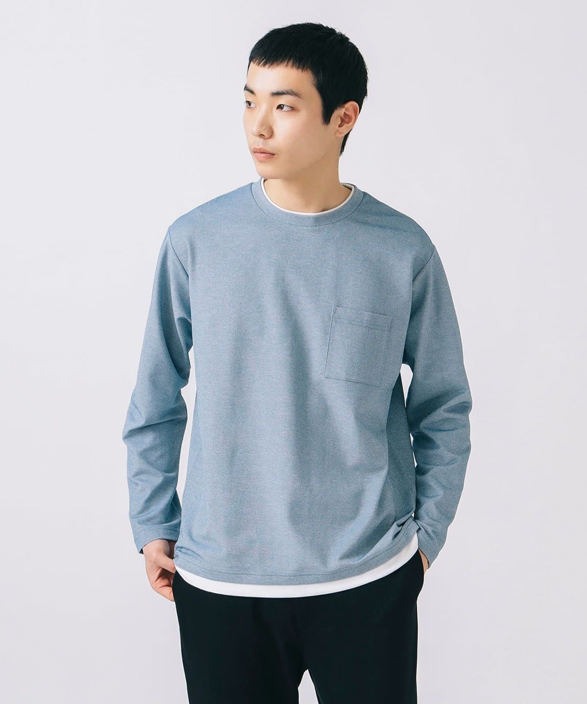 鹿の子 フェイクレイヤード カットソー Tシャツ・カットソー MEN LIGHT BLUE S 鹿の子 フェイクレイヤード カットソー Tシャツ・カットソー MEN LIGHT BLUE S