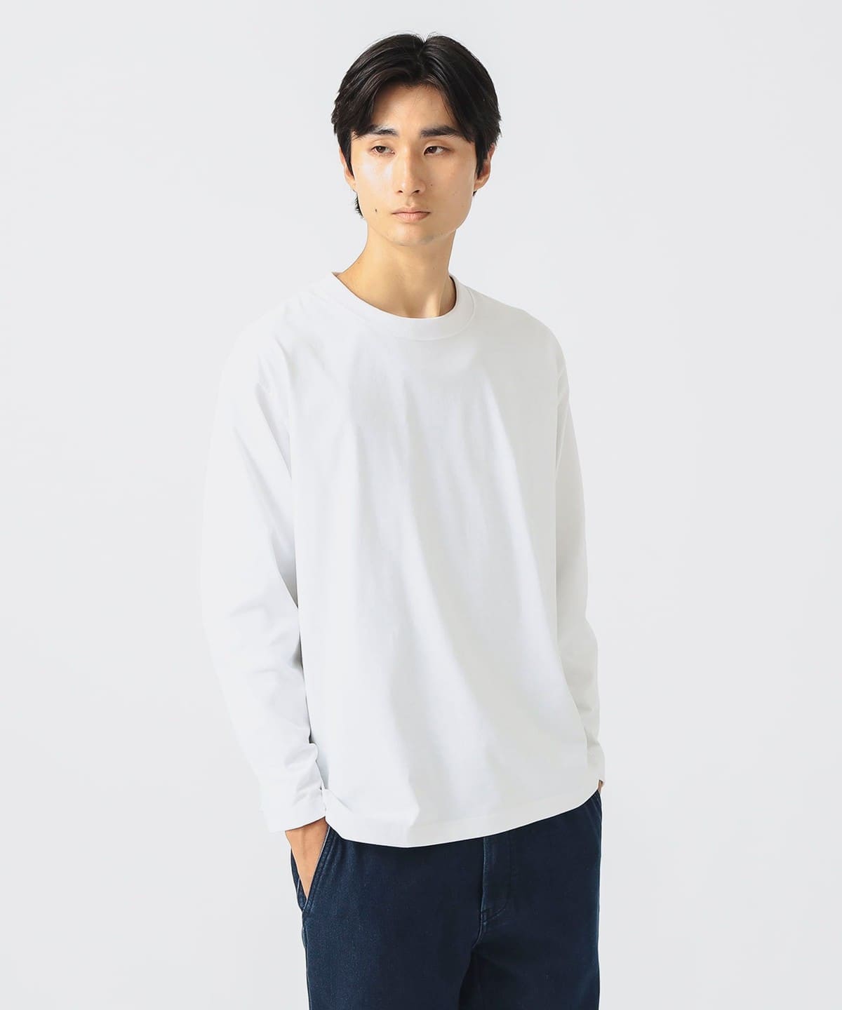 コットンライク ロングスリーブ カットソー（速乾・毛玉軽減） Tシャツ・カットソー MEN WHITE XL
