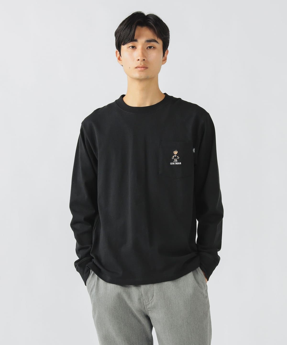 トトノイ & ジム ベアー ロング スリーブ Tシャツ Tシャツ・カットソー MEN BLACK M トトノイ & ジム ベアー ロング スリーブ Tシャツ Tシャツ・カットソー MEN BLACK M