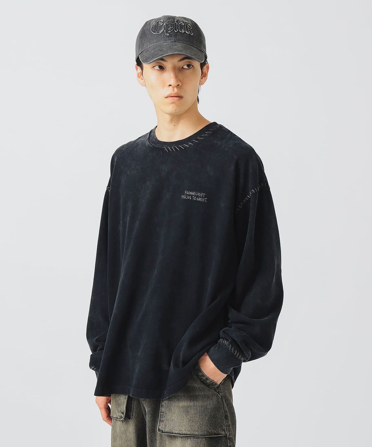フェード ステッチ ロングスリーブ Tシャツ Tシャツ・カットソー MEN CHARCOAL GREY L フェード ステッチ ロングスリーブ Tシャツ Tシャツ・カットソー MEN CHARCOAL GREY L