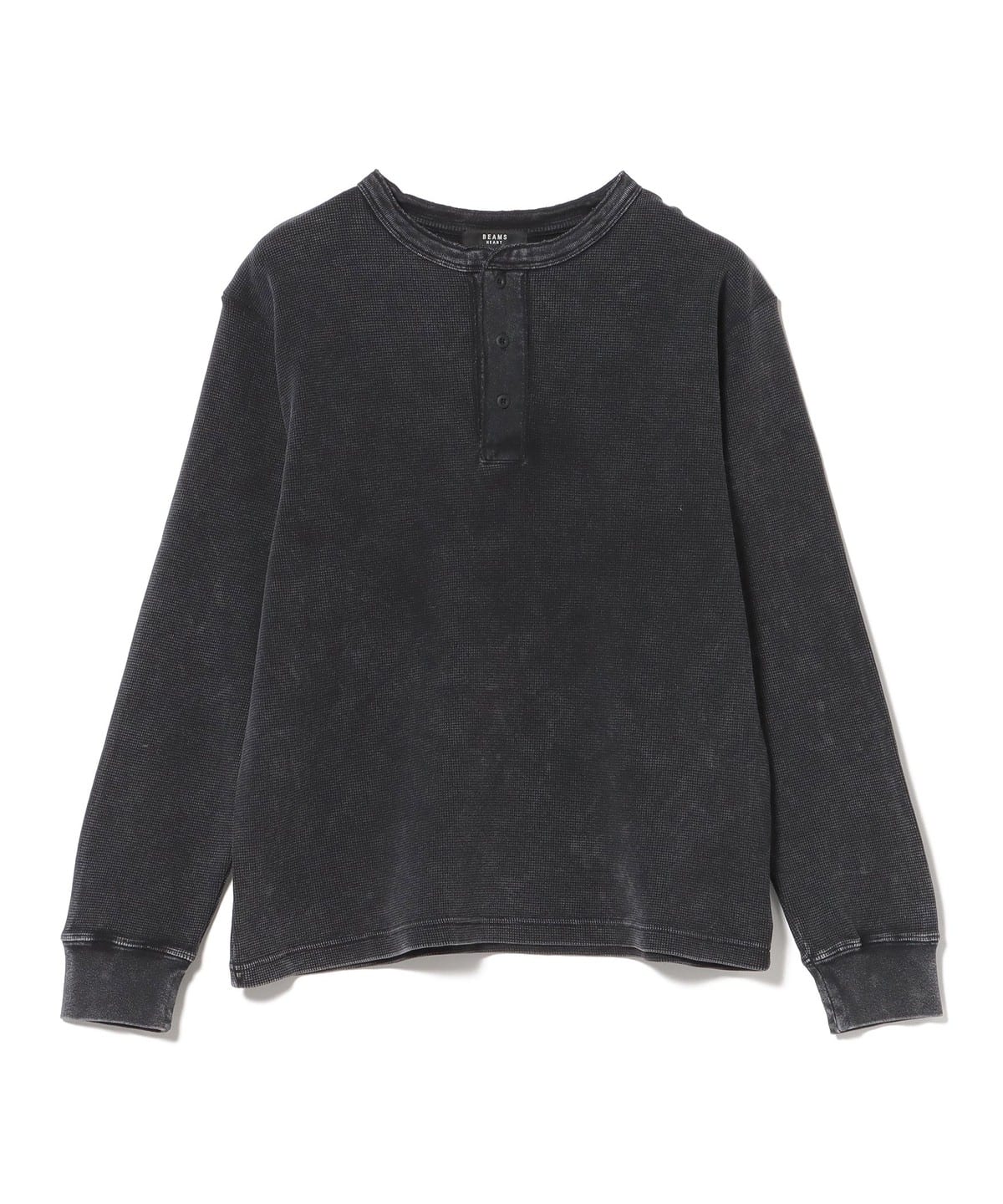 BEAMS HEART (BEAMS HEART) Processed Waffle Henley Neck Long Sleeve