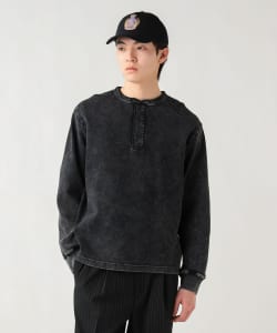 加工 ワッフル ヘンリーネック ロングスリーブ