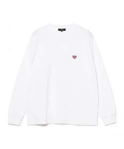 【10%OFFクーポン対象】ハート ワンポイント刺繍 ロングスリーブ Tシャツ