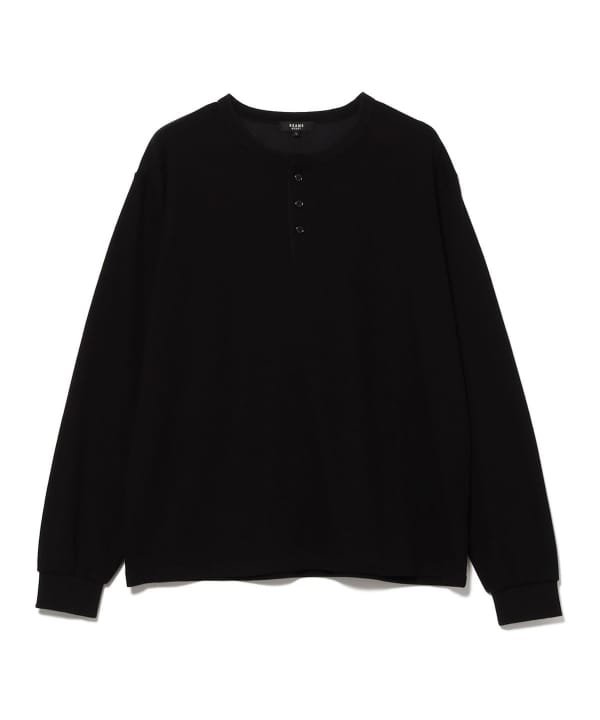 裏起毛 ハニカム ヘンリーネック カットソー