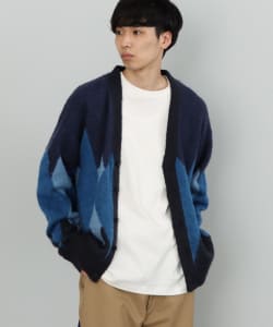 モヘヤタッチ アーガイル ビッグ カーディガン