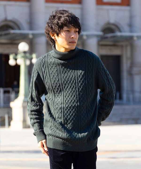 BEAMS HEART BEAMS HEART BEAMS HEART / cable knit turtleneck knit