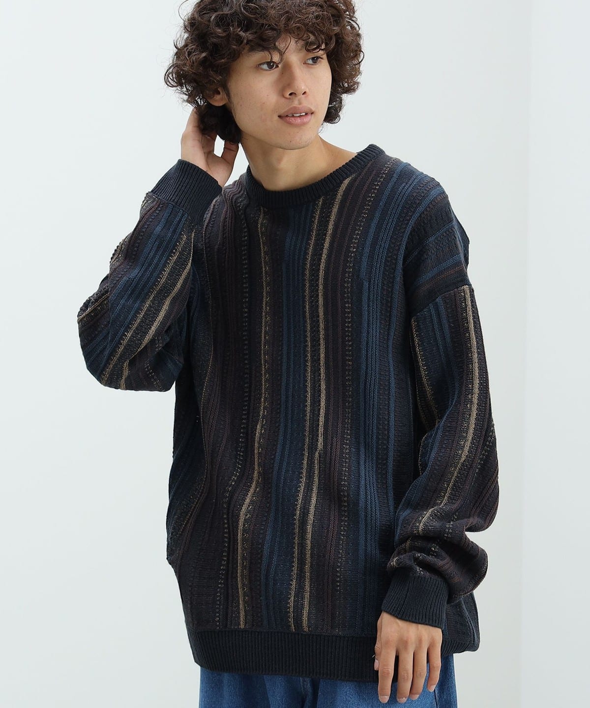 レトロ アソート クルーネック ニット トップス MEN NAVY S レトロ アソート クルーネック ニット トップス MEN NAVY S