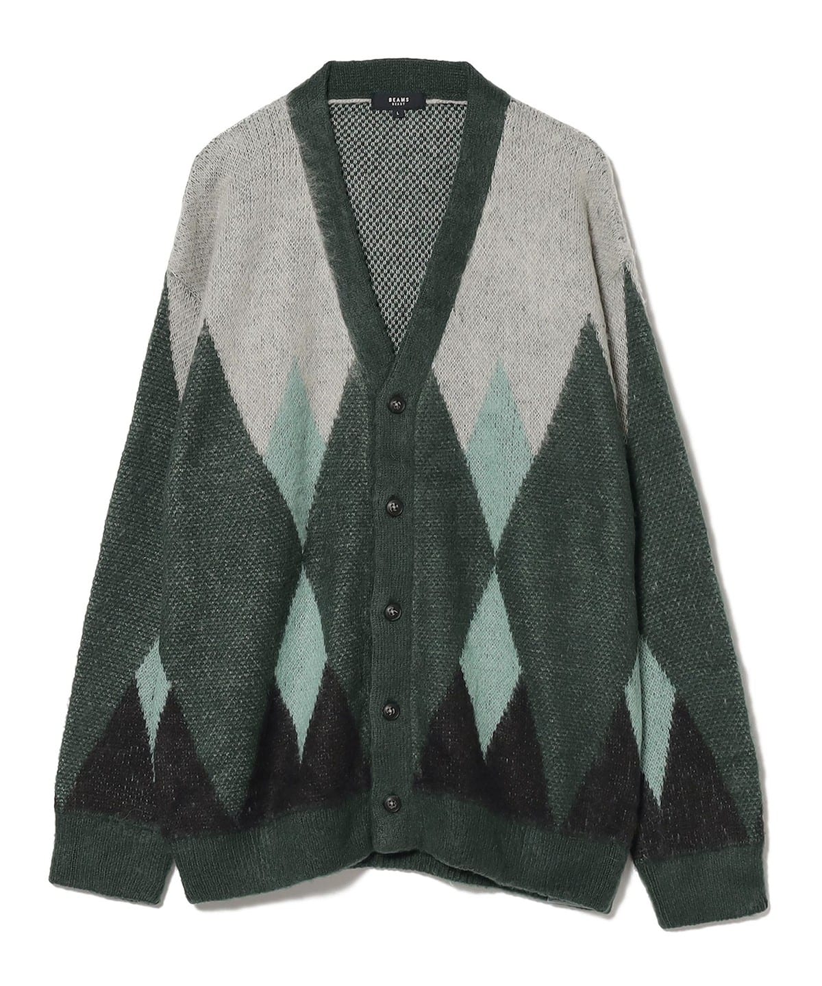 BEAMS HEART BEAMS HEART BEAMS HEART / Argyle shaggy cardigan (tops