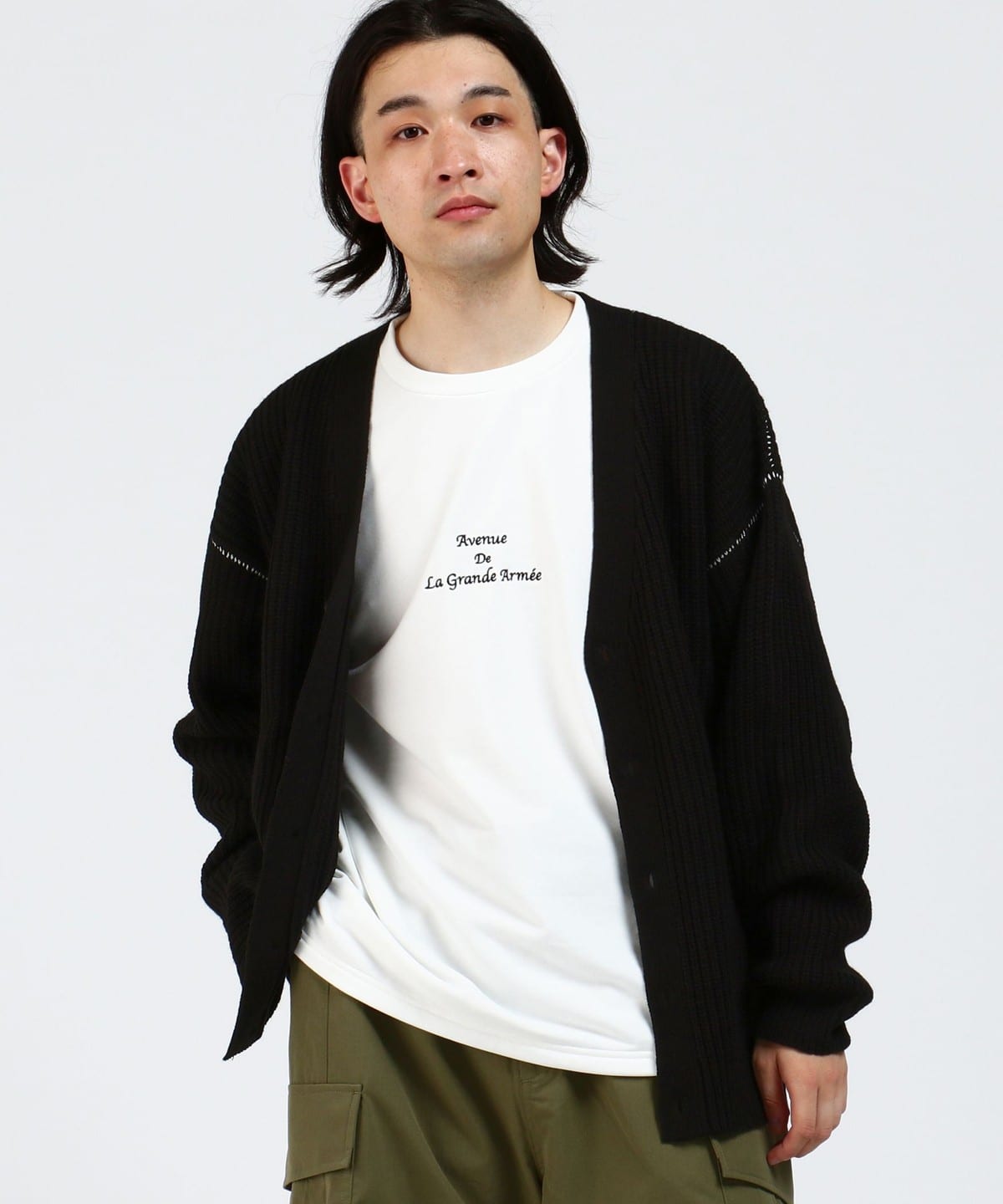 片畔 ニット カーディガン トップス MEN BLACK S 片畔 ニット カーディガン トップス MEN BLACK S