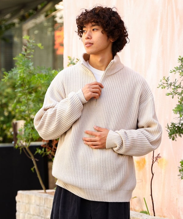 BEAMS HEART (BEAMS HEART) BEAMS HEART / One side half zip knit