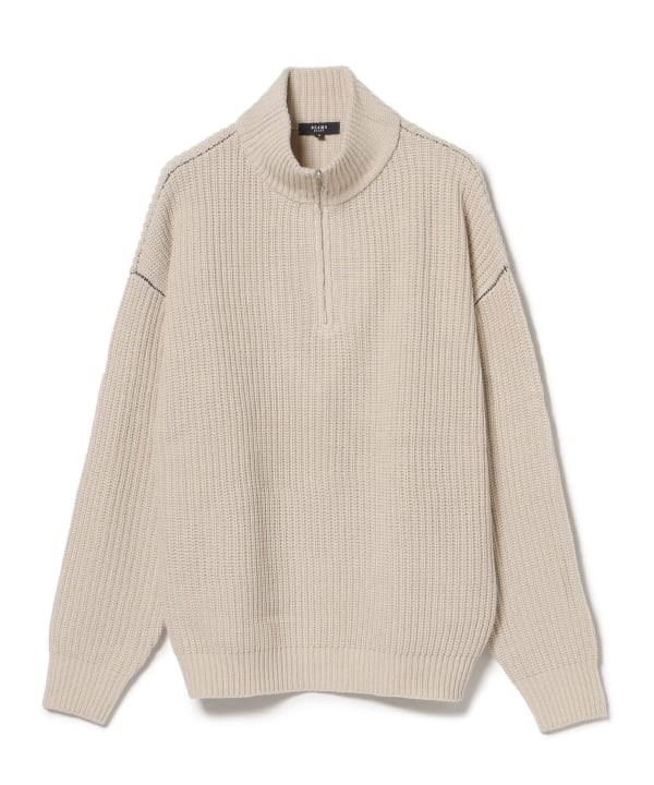 BEAMS HEART（ビームス ハート）ハーフジップ 片畦 ニット（トップス