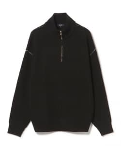 ハーフジップ 片畦 ニット