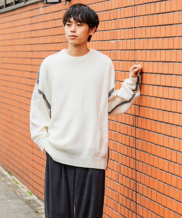 BEAMS HEART（ビームス ハート）ブランケットステッチ クルー