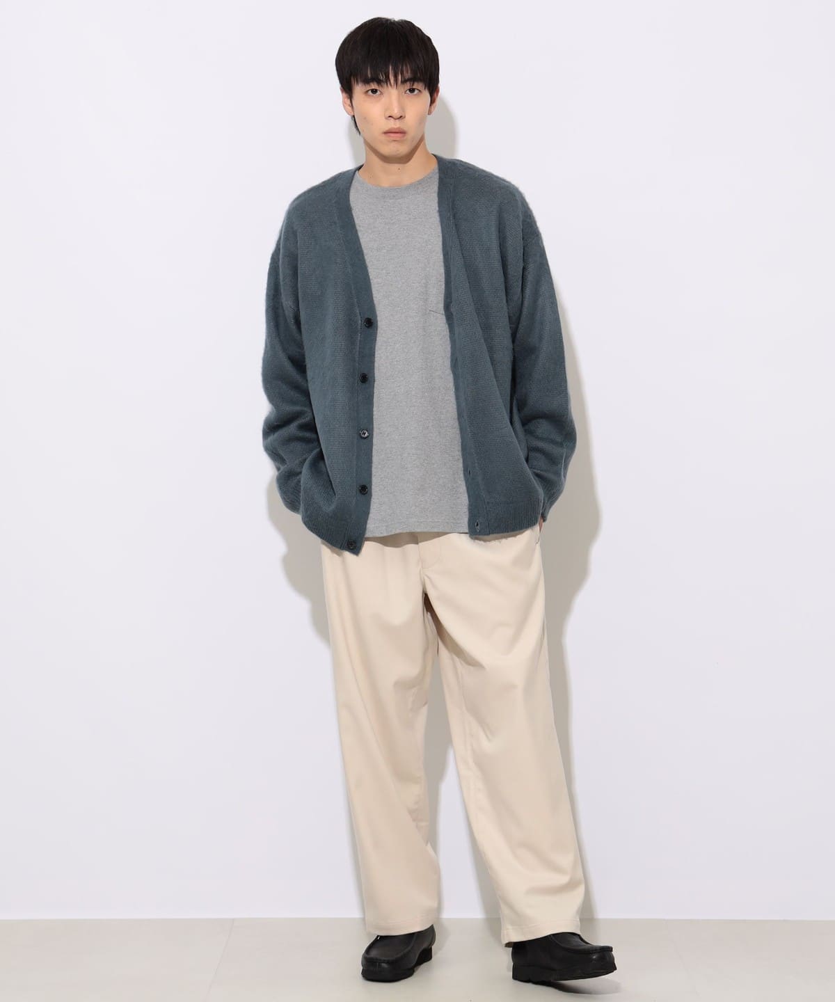 BEAMS JAPAN / Wジャカード モヘヤ カーディガン BEAMS HEART（ビームス ハート）フラワー ジャカード カーディガン
