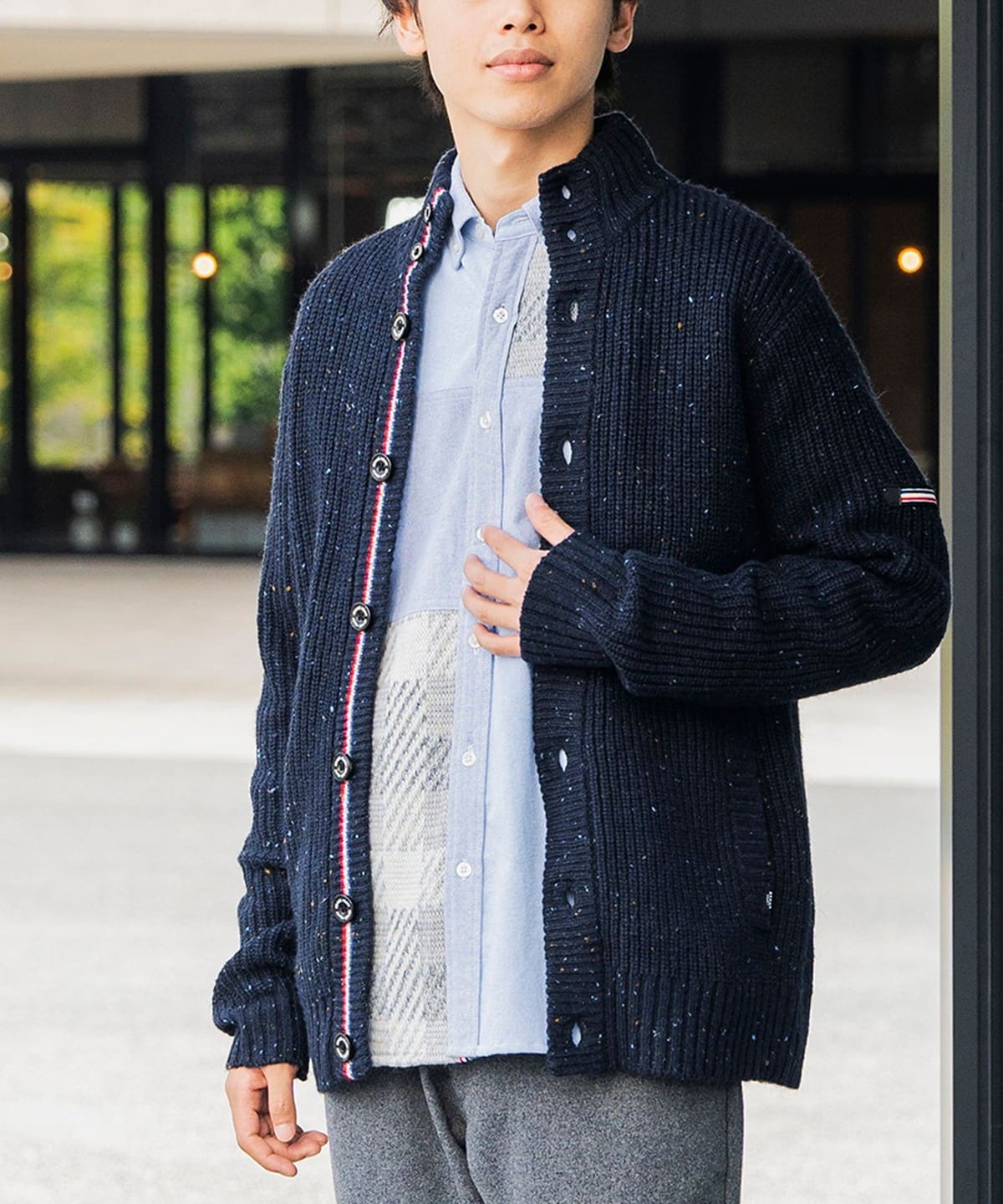 ネップ トリコロール カーディガン トップス MEN NAVY S ネップ トリコロール カーディガン トップス MEN NAVY S