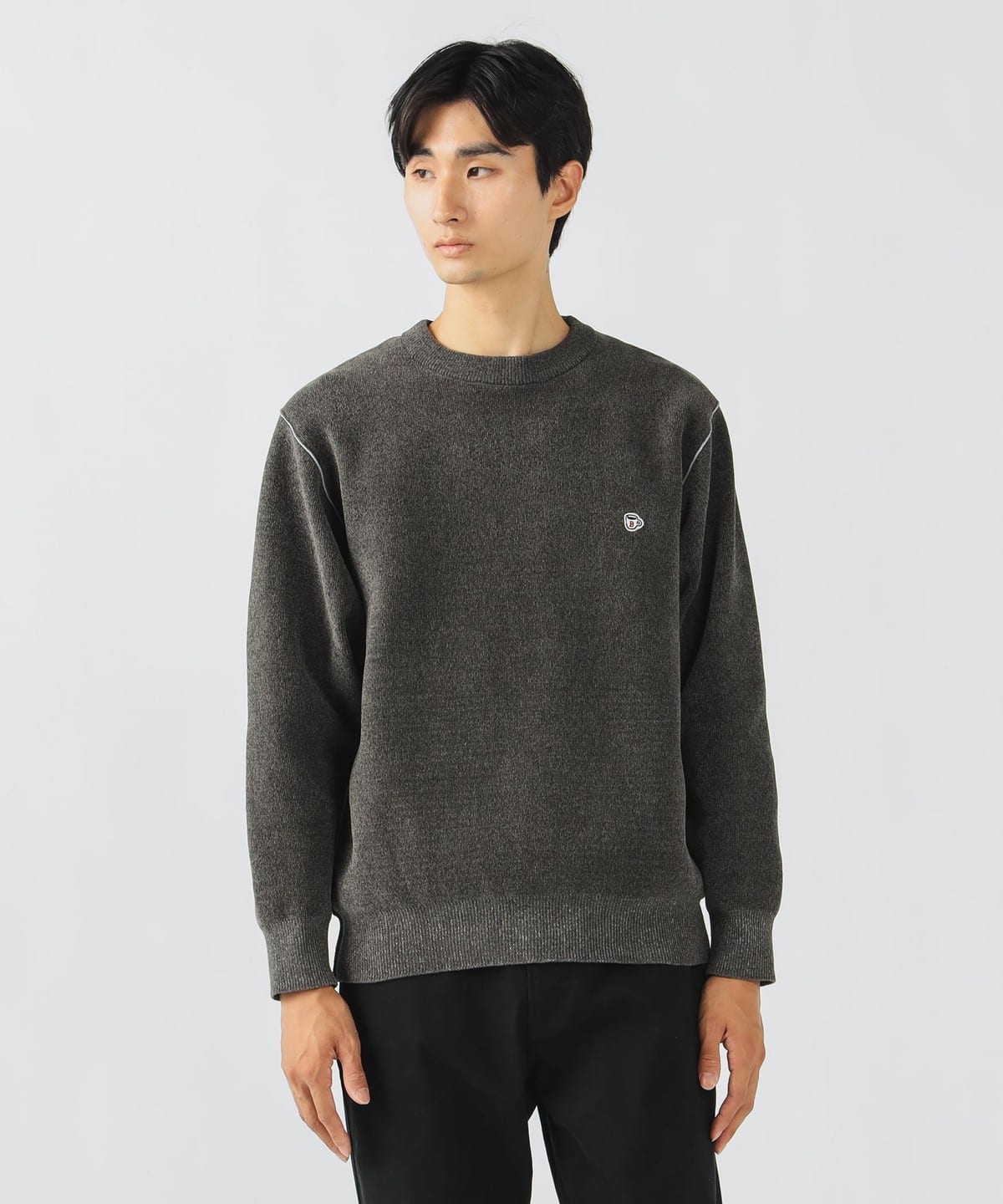 ダブルフェイス コーヒー刺繍 モール ニットソー トップス MEN CHARCOAL GREY S ダブルフェイス コーヒー刺繍 モール ニットソー トップス MEN CHARCOAL GREY S