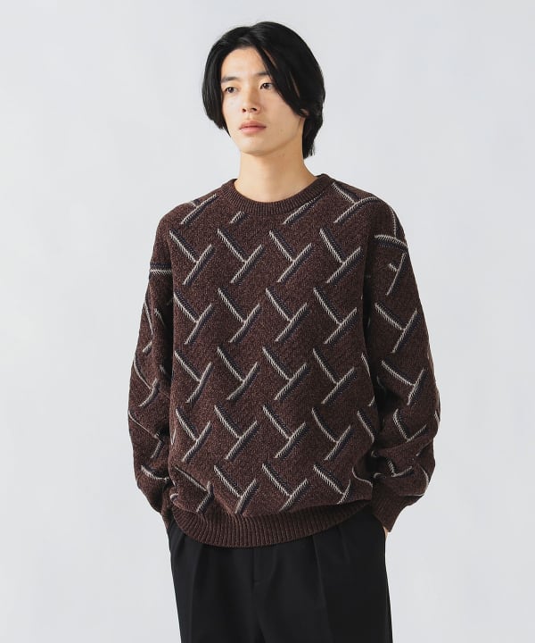 BEAMS HEART all-over jacquard mall knit (tops, BEAMS HEART