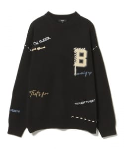 Bイニシャル レタード クルーネック ニット