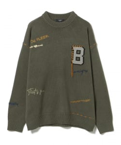 Bイニシャル レタード クルーネック ニット