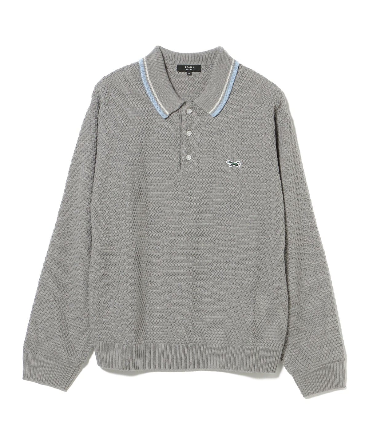 BEAMS F 人気ニットポロシャツ 50 XL イタリア製 グレー BEAMS HEART（ビームス ハート）PENNEY'S / FOX ライン ニット