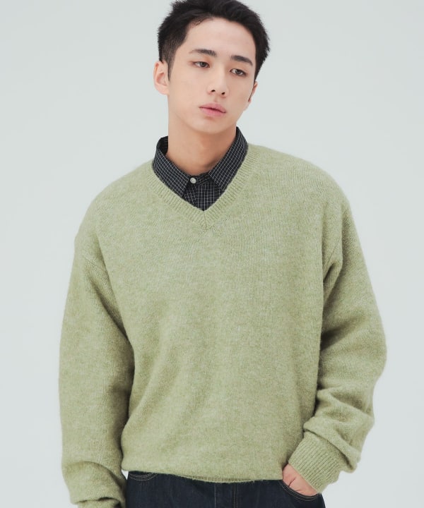 アルパカ混 Vネック ニット [H:183cm C:80 W:68 H:89.5 Size:L]