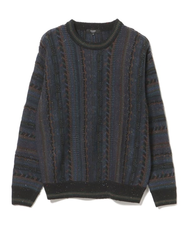 レトロ ジャカード クルーネックニット