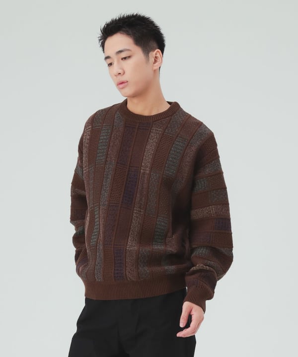 レトロ ジャカード クルーネックニット [H:183cm C:80 W:68 H:89.5 Size:L]