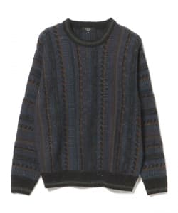 レトロ ジャカード クルーネックニット