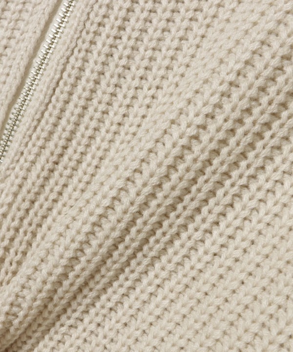 片畔編み 配色リンキング ハーフジップニット