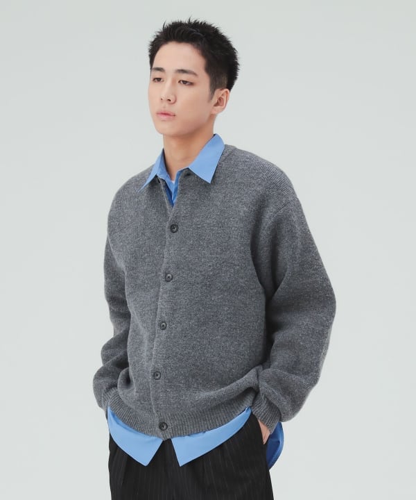 ジャカード クルーネック カーディガン リラックスフィットで旬の着こなしに。 [H：183cm Size：L]