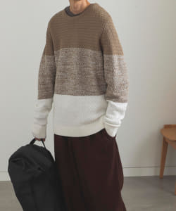 BEAMS HEART / ミックスボーダー クルーネック ニット 2