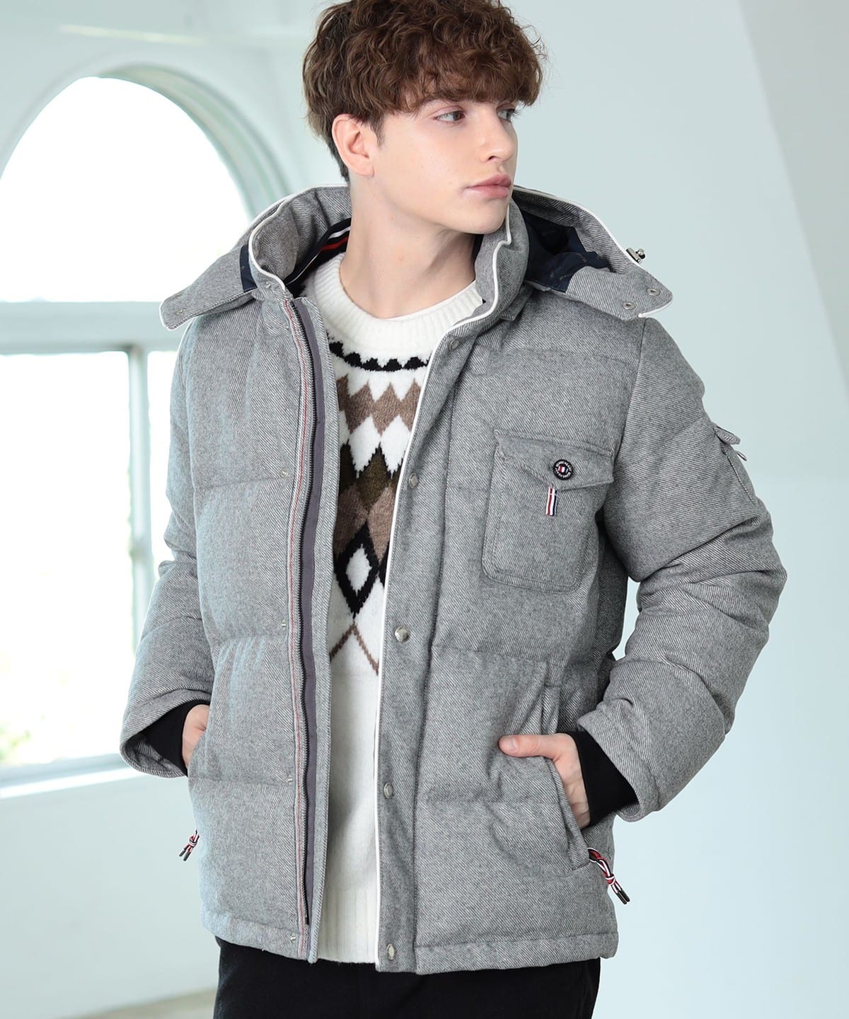 [Outlet] BEAMS HEART / Wool twill down jacket